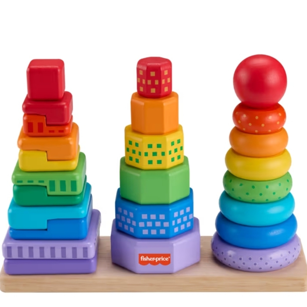 🐰Fisher-PriceFisher-Price Wooden Stacking Shape Sorter Toddler Fine Motor Skill - Picture 3 of 6